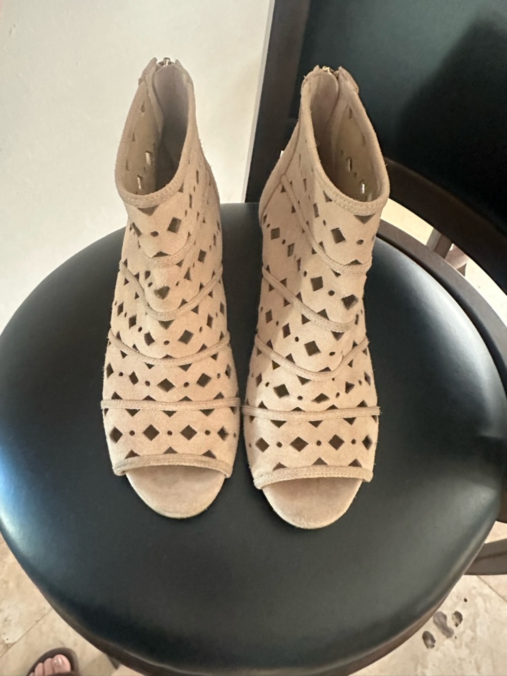 Women's Michael Kors  Tan Cutout Peep-Toe Booties